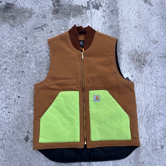 Carhartt Brown and Neon Green Vest